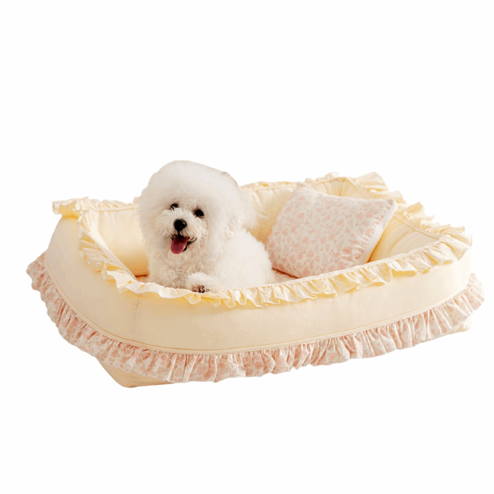 Floral Orthopedic Dog Bed Calming Pet Bed with Pillow