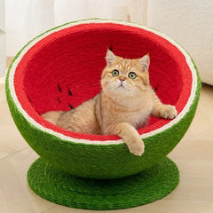 Premium watermelon shaped sisal cat scratching board, wear-resistant and non-shedding cat bed,