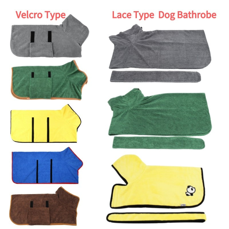 Dog Bathrobe Towel Super Absorbent Dog Drying Coat Adjustable Pet Towel