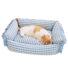 Fashion Ruffle Plaid Detachable Warm Dog & Cat Bed