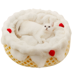 Cream Cake Pet Bed Plush Deep Sleeping Dog & Cat Bed