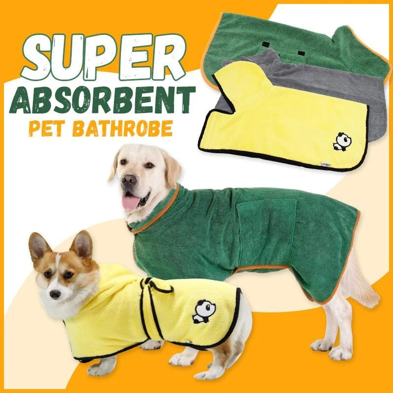 Dog Bathrobe Towel Super Absorbent Dog Drying Coat Adjustable Pet Towel