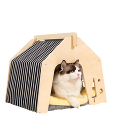 Indoor Wooden Warmth Cozy Cat House