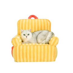 Striped Furry Pet Sofa Cat Soft Bed