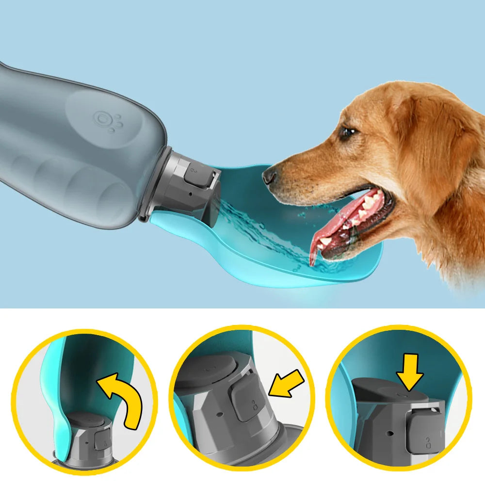 800ml Protable Pet Dog Water Bottle for Small Large Dogs Outdoor Hiking Leakproof Puppy Drinking Bowl Golden Retriever Supplies