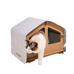 Extra Large Indoor Wooden Frame Semi-Enclosed Detachable Cat House