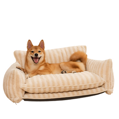 Trendy Striped Faux Lambswool Double Layer Dog & Cat Sofa Bed