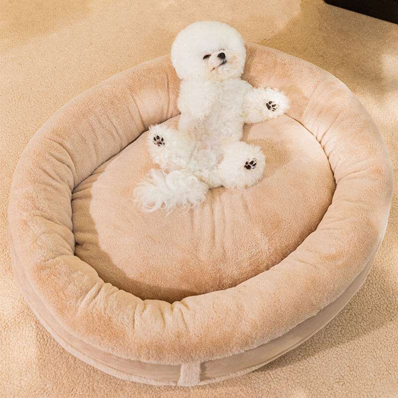 Anti-Anxiety Oval Warm Plush Dog Bed