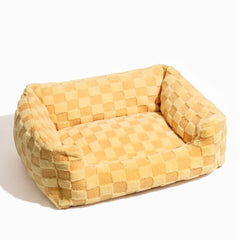 Tufted Comfty Square Checkered Dog & Cat Bed