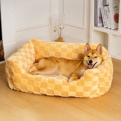 Tufted Comfty Square Checkered Dog & Cat Bed