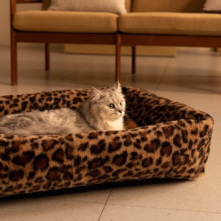 Wildlife Series Cowhide Leopard Print Pet Dog Bed