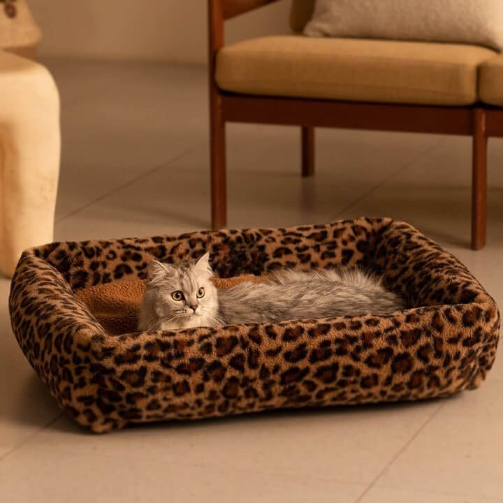 Wildlife Series Cowhide Leopard Print Pet Dog Bed