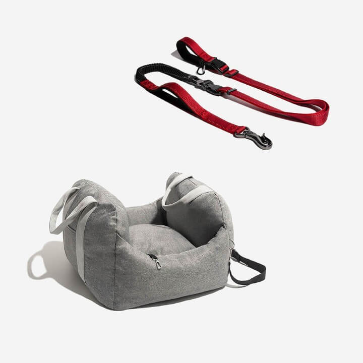 First Class Dog Car Seat Bed With Multifunction Hands Free Dog Leash With Safety Seat Belt