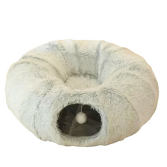 2 in 1 Foldable Indoor Soft Round Cat Tunnel Bed