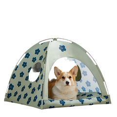 Blue Flower Dome Cat Tent Pet Tent Bed