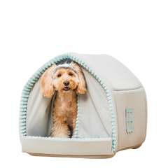 Double Curtain Pet House Enclosed Dog Bed