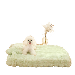 Cosy Fluffy Plush Calming Dog Bed with Pillow