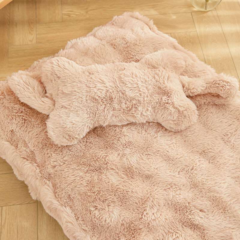 Cosy Fluffy Plush Calming Dog Bed with Pillow