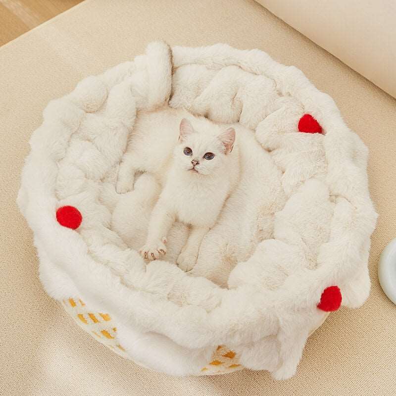 Cream Cake Pet Bed Plush Deep Sleeping Dog & Cat Bed