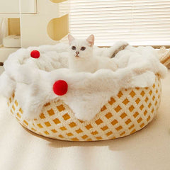 Cream Cake Pet Bed Plush Deep Sleeping Dog & Cat Bed