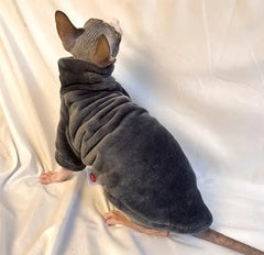 Turtleneck Cat Sweater Coat Winter Warm Hairless Cat Clothes Soft Plush Pullover