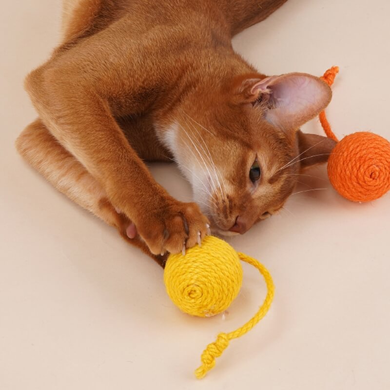 Durable Chew-Resistant Sisal Rope Ball Cat Interactive Toy