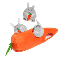 Plush Carrots Bunnies Burrow Doll Squeaky Dog Toy