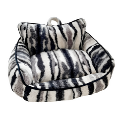 Luxury Lambswool Zebra Print Dog & Cat Sofa Bed