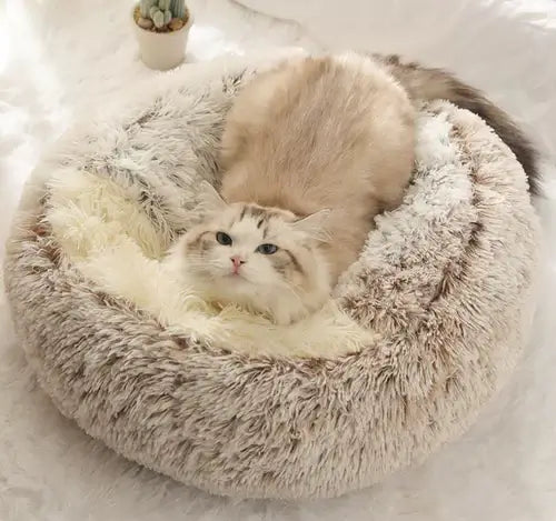 Semi-enclosed Dead Shell Cat Nest Plush Warm and Deep Sleep Furry Cat Bed