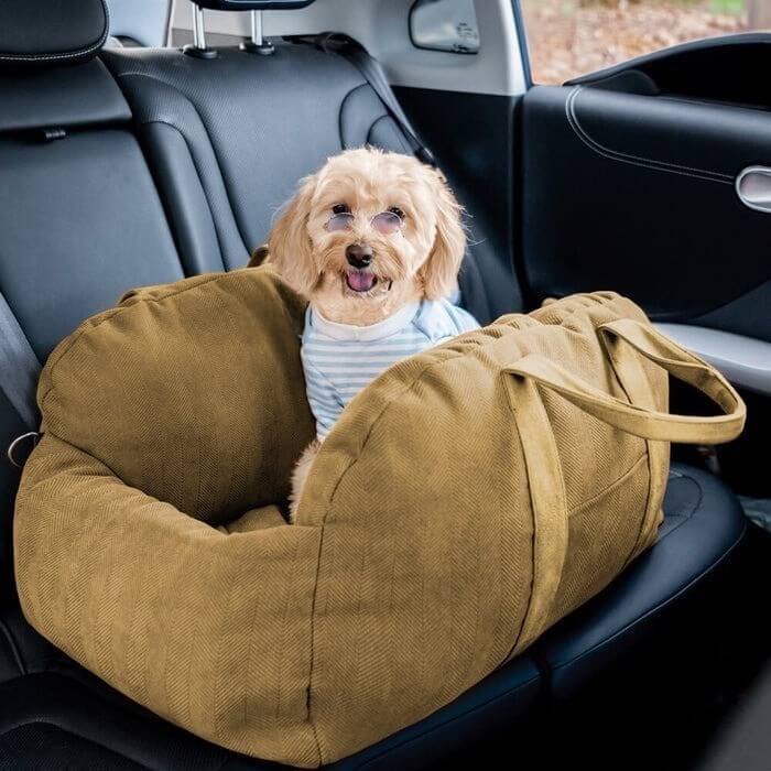 Herringbone Travel Bolster Safety Puppy Dog Car Seat Bed