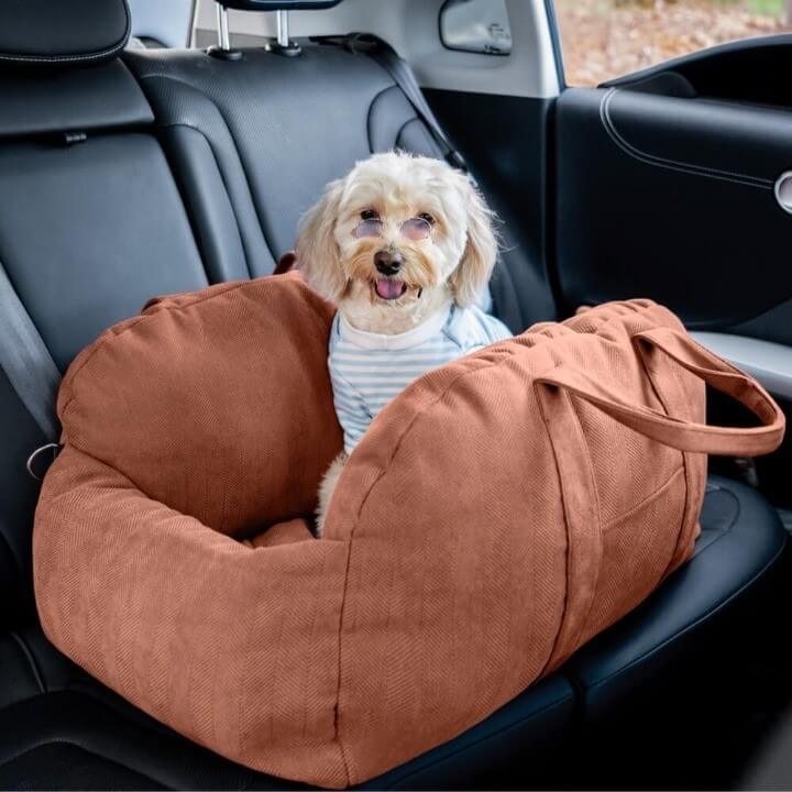 Herringbone Travel Bolster Safety Puppy Dog Car Seat Bed