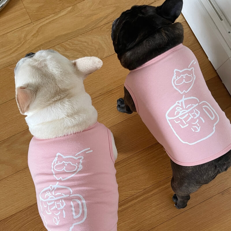 Pink Matching T-Shirts and Puppy Vest Set for Dog and Owner