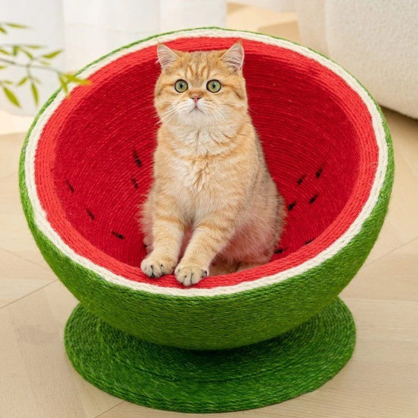 Premium watermelon shaped sisal cat scratching board, wear-resistant and non-shedding cat bed,