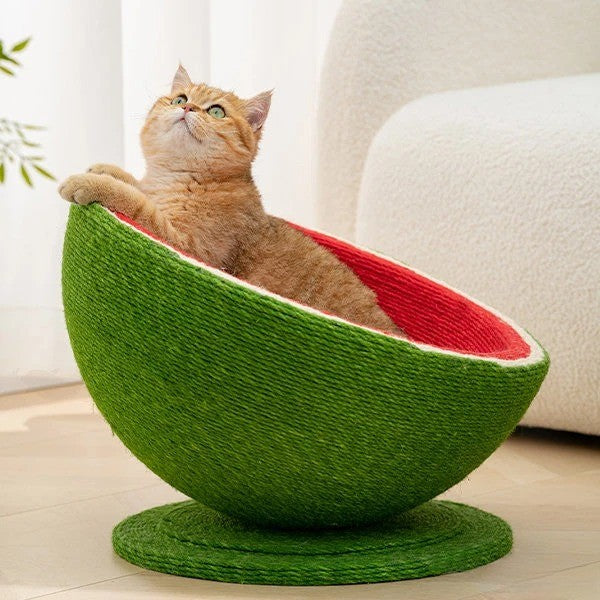 Premium watermelon shaped sisal cat scratching board, wear-resistant and non-shedding cat bed,