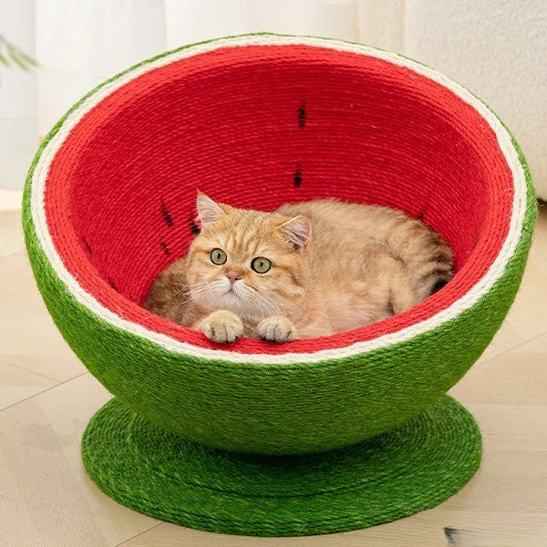 Premium watermelon shaped sisal cat scratching board, wear-resistant and non-shedding cat bed,