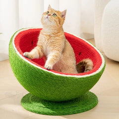 Premium watermelon shaped sisal cat scratching board, wear-resistant and non-shedding cat bed,