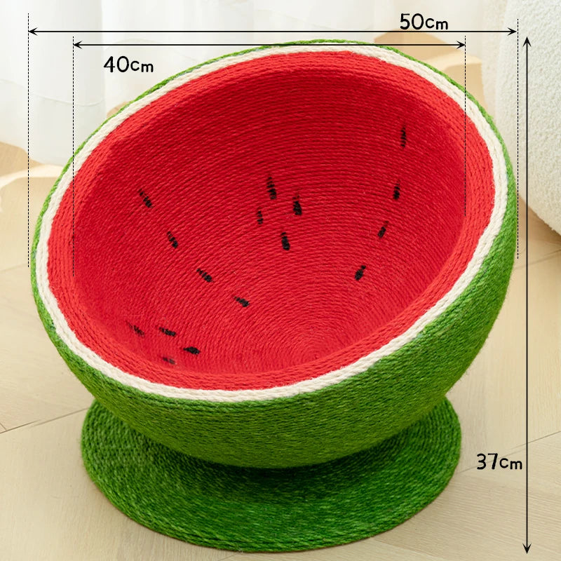 Premium watermelon shaped sisal cat scratching board, wear-resistant and non-shedding cat bed,