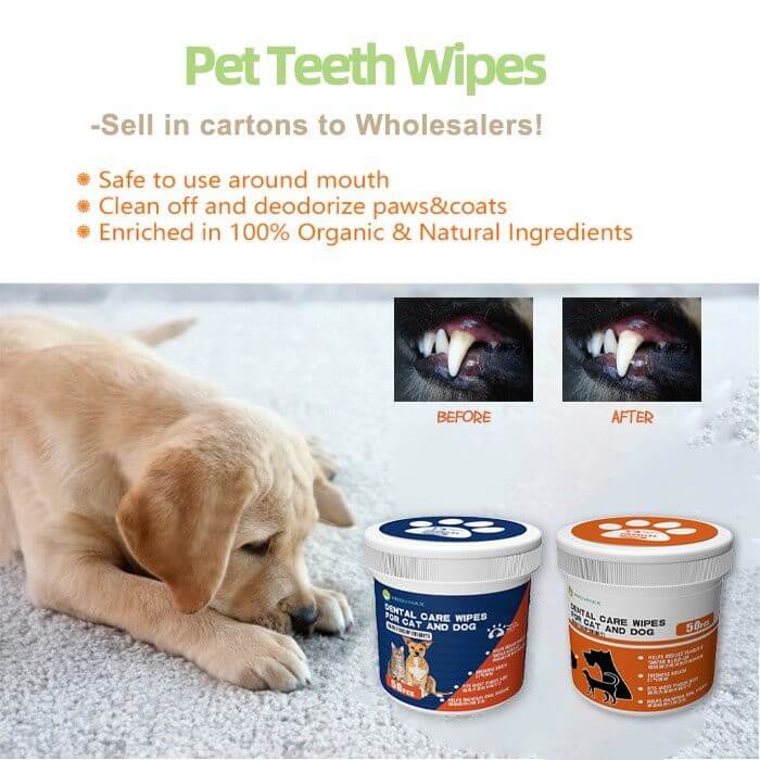 Pet Tooth Cleaning Wipes to Remove Bad Breath and Tartar