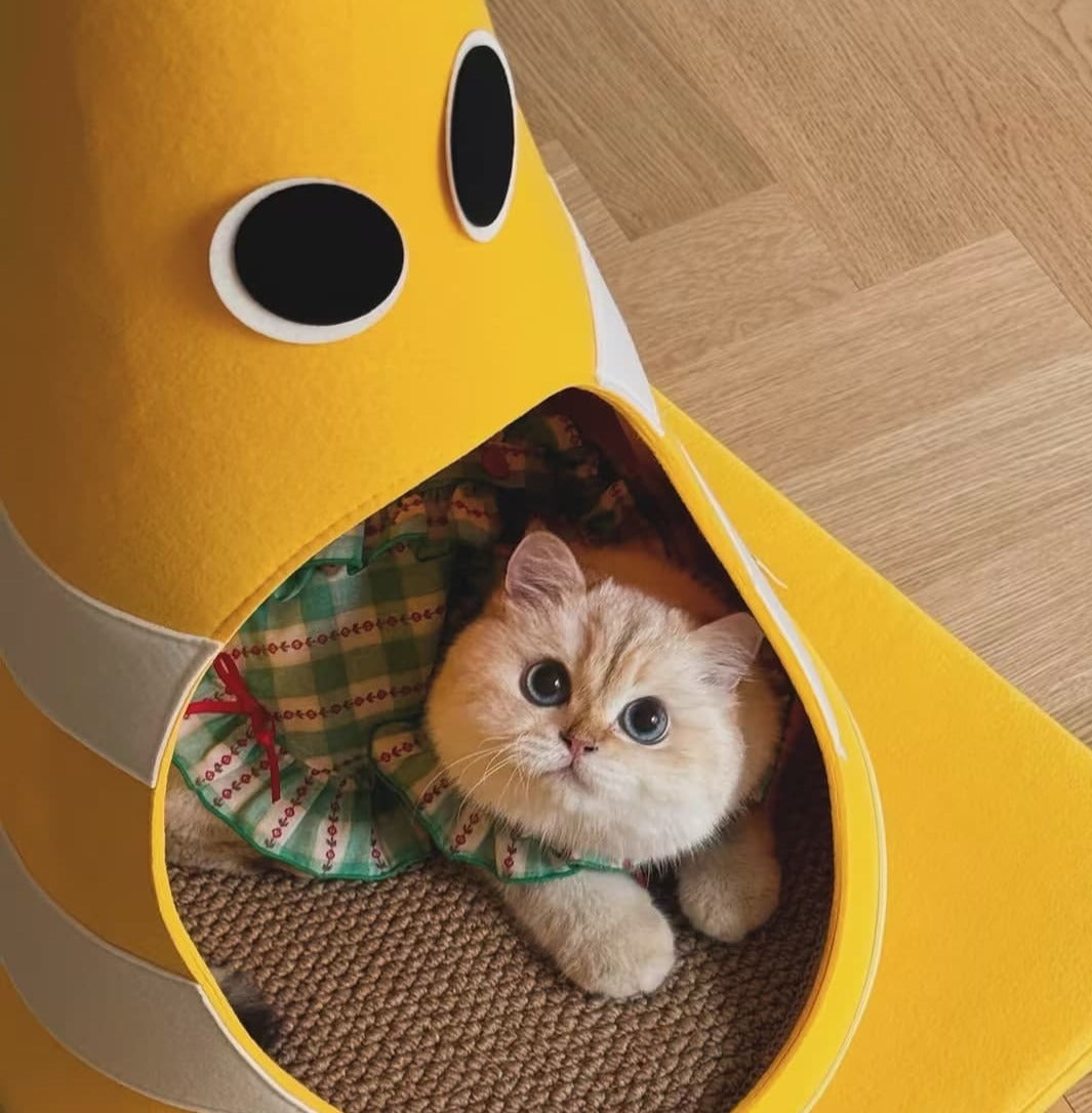 Yellow Barricade Nest for All seasons, Cat Scratching Board Nest for Cats and Dogs