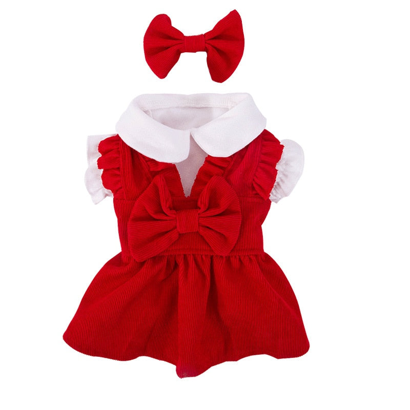 Puppy Bow Knot Dress Set