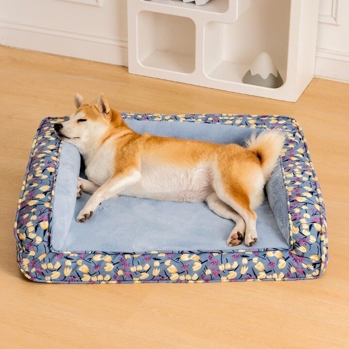 Romantic Garden Velvet Full Support Orthopedic Dog Sofa Bed