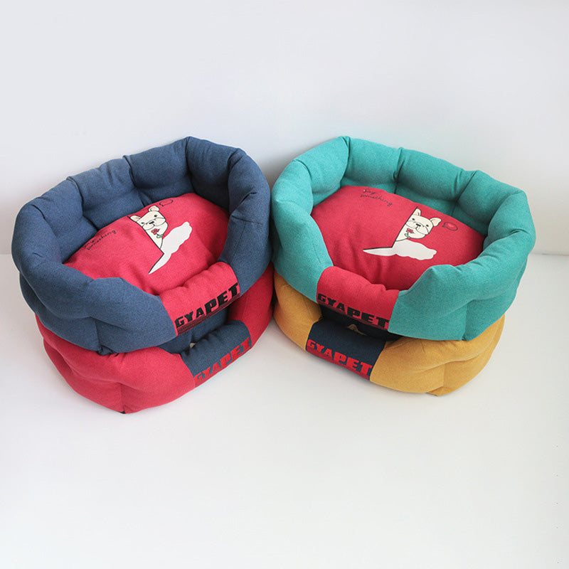 Fashionable All-season Warm Clashing Colours Dog Bed