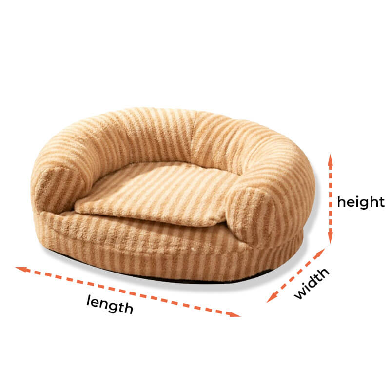 Stylish Striped Plush Removable Cat & Dog Sofa Bed