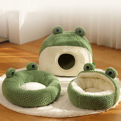 Adorable Frog Shape Wrapped Pet Bed Cat Cave