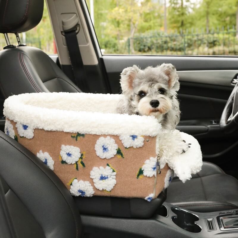 AyipetsStore-FlowerWoolFleeceCatCarSafetySeatCentralControlDogCarSeatBed-_4