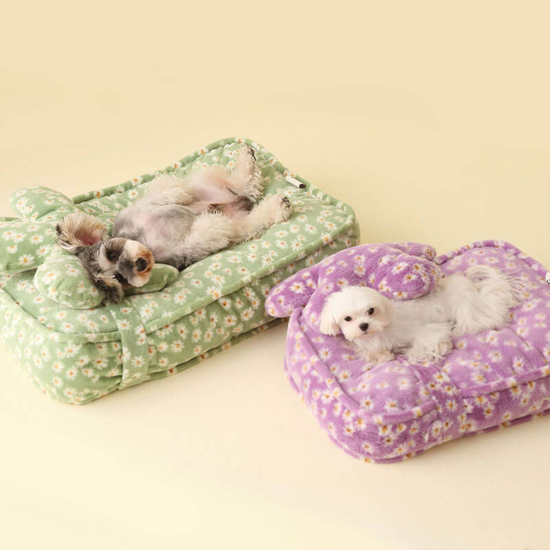 AyipetsStoreDaisyPatternWarmSoftCalmingDogBedWithFlowerPillow-_10