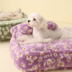 AyipetsStoreDaisyPatternWarmSoftCalmingDogBedWithFlowerPillow-_3