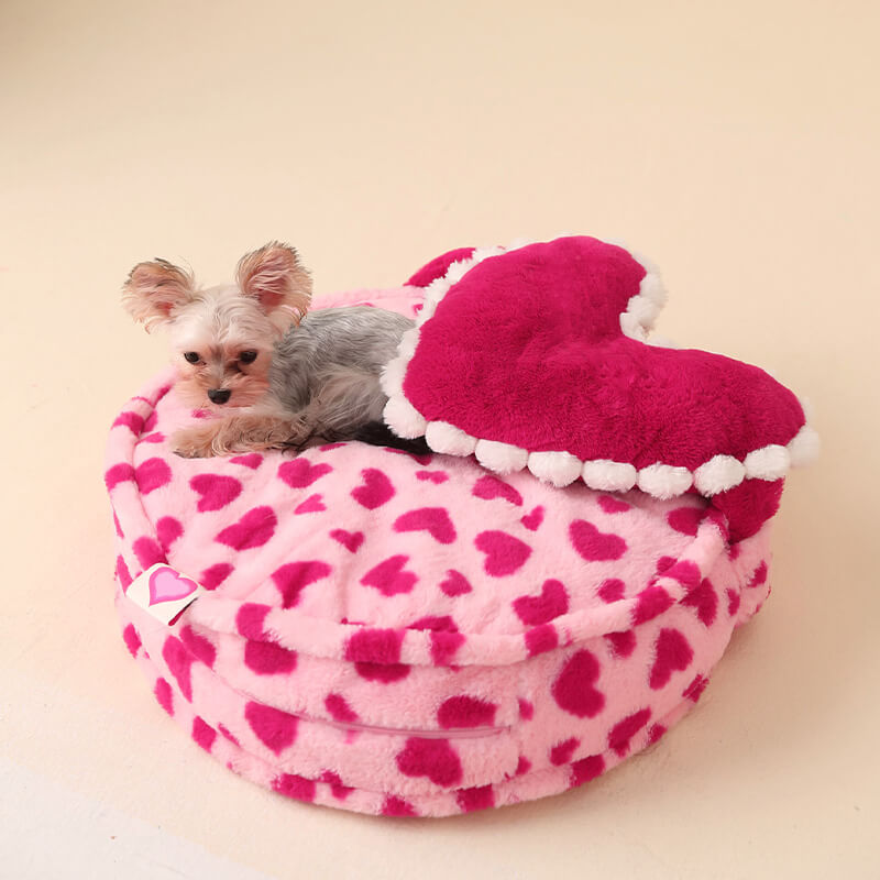 BarbiePinkHeartPlushDogPillowBed-_9