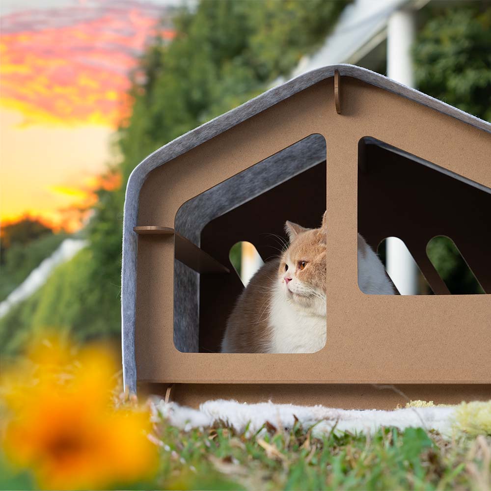 Extra Large Indoor Wooden Frame Semi-Enclosed Detachable Cat House