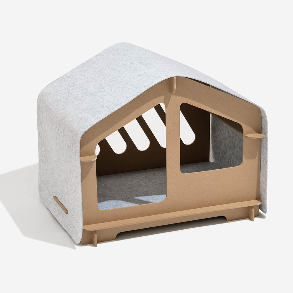 ExtraLargeIndoorWoodenFrameSemiEnclosedDetachableCatHouse11